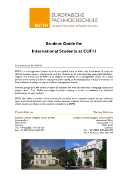 Student Guide - Application at EUFH