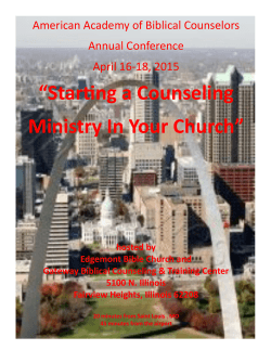 âStarting a Counseling Ministry In Your Churchâ
