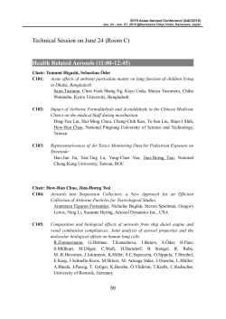 Health Related Aerosols - 9th Asian Aerosol Conference