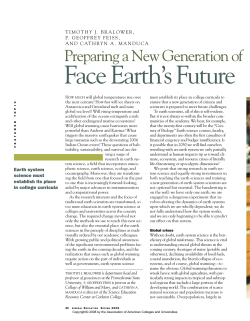Face Earth`s Future - Association of American Colleges and