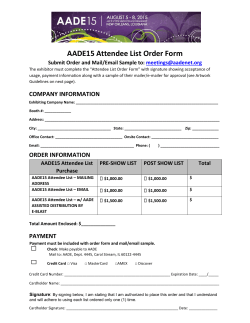 AADE15 Attendee List Order Form