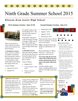 AAJHS Summer School Newsletter - Altoona Area Junior High School