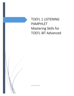 TOEFL 1 LISTENING PAMPHLET Mastering Skills for TOEFL iBT