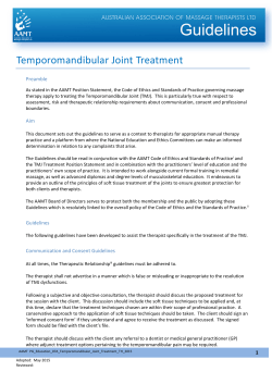Temporomandibular Joint Treatment Practise Guidelines