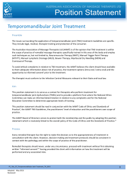Temporomandibular Joint Treatment Position Statements