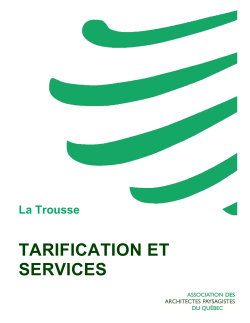 tarification et services - Association des architectes paysagistes du
