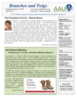 Apr. 2015 Newsletter - Redlands Branch AAUW