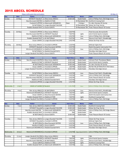 2015 ABCCL SCHEDULE