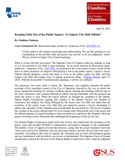 Keeping Faith Out of the Public Square: Is Calgary City