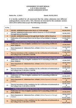 E- Counselling Schedule For 2015-16