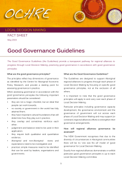 Good Governance Guidelines - Aboriginal Affairs