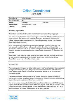 Office Coordinator - About ReachOut Australia
