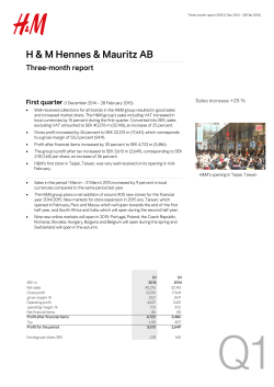 H & M Hennes & Mauritz AB Three-month report