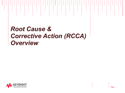 Root Cause & Corrective Action (RCCA) Overview