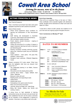 Newsletter Week 11 Term 1 2015
