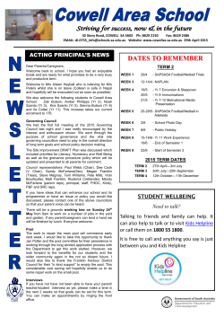 Newsletter Week 1 Term 2 2015