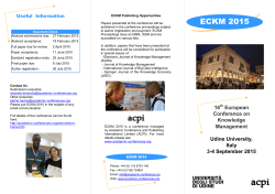 ECKM 2015 - Academic Conferences Limited