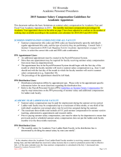 Summer Salary Guidelines 2015