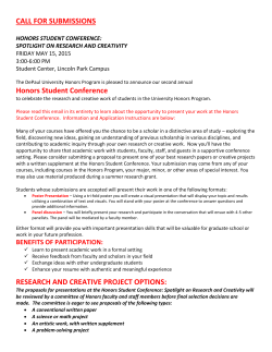 CALL FOR SUBMISSIONS Honors Student Conference RESEARCH