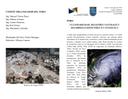 FORO VULNERABILIDAD, DESASTRES NATURALES Y