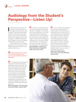 audiology from the student`s Perspectiveâlisten up!
