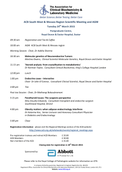 ACB South West & Wessex Region Scientific Meeting and AGM
