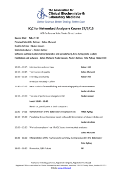 IQC for Networked Analysers Course 27/5/15