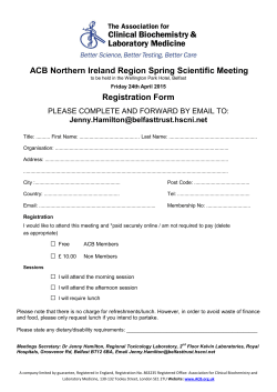 ACB Northern Ireland Region Spring Scientific Meeting Registration