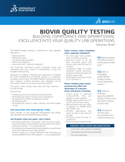 Quantified Benefits of the BIOVIA Quality Testing Solution