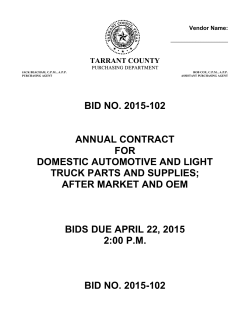 BID NO. 2015-102 ANNUAL CONTRACT FOR DOMESTIC