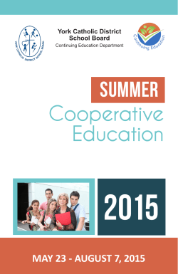 Summer Cooperative Education Brochure