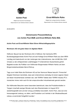 Achim Post und Ernst-Wilhelm Rahe fÃ¼hren WirtschaftsgesprÃ¤che