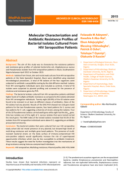 Molecular Characterization and Antibiotic Resistance Profiles of