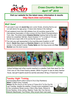 Cross Country race 2 newsletter, 19 April