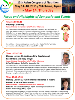 May 14 - ACN2015 12th Asian Congress of Nutrition
