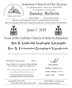 Sunday Bulletin - Armenian Church of Our Saviour