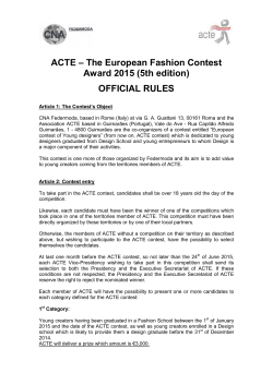 ACTE â The European Fashion Contest Award 2015 (5th edition
