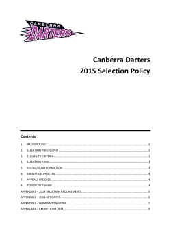 Canberra Darters 2015 Selection Policy