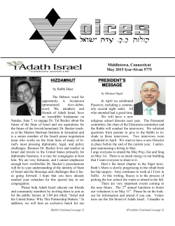 May Kolot 2015 - Congregation Adath Israel