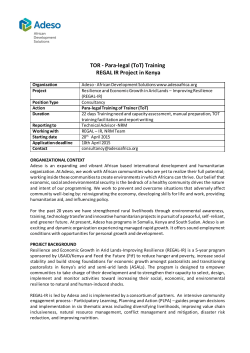 TOR - Para-legal (ToT) Training REGAL IR Project in Kenya