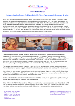 Information Leaflet on Childhood ADHD: Signs
