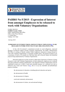 PAHRO No 5/2015 - Expression of Interest from amongst Employees