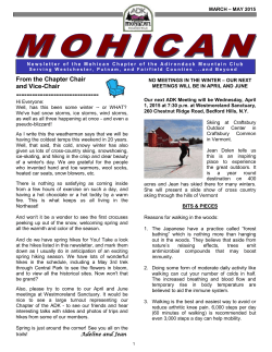 March-May 2015 Newsletter - Mohican Chapter of the Adirondack