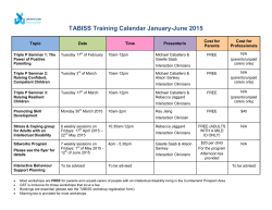TABISS Training Calendar January