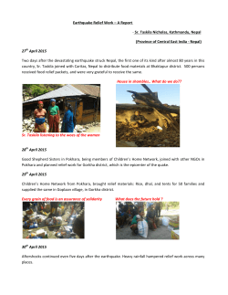 Earthquake Relief Work â A Report