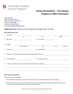 University Scholars â The Honors Program at WSU Vancouver