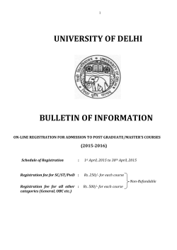 Bulletin of Information - Admission 2015