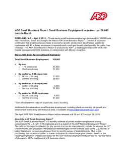 ADP Small Business Report: Small Business Employment Increased