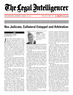 Res Judicata, Collateral Estoppel and Arbitration