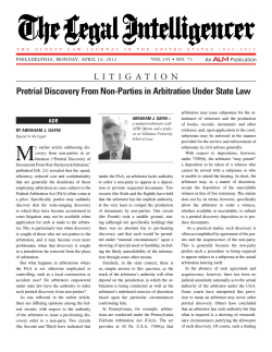 Pretrial Discovery From Non-Parties in Arbitration Under State Law